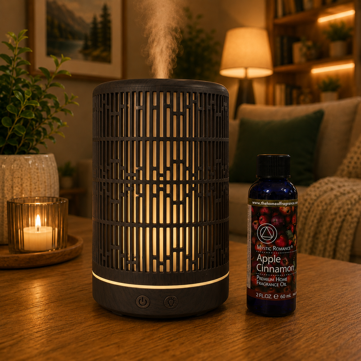 Modern Ultrasonic Aroma Diffuser 100ml – Decorative Fragrance Oil Diffuser with LED Ambient Light 69341