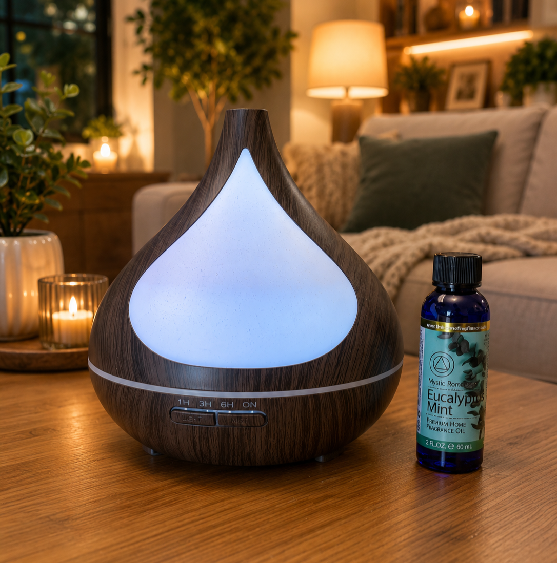 Ultrasonic Wood Grain Diffuser 400ml – Fragrance Oil Diffuser with LED Light & Timer 67387 previously 65578