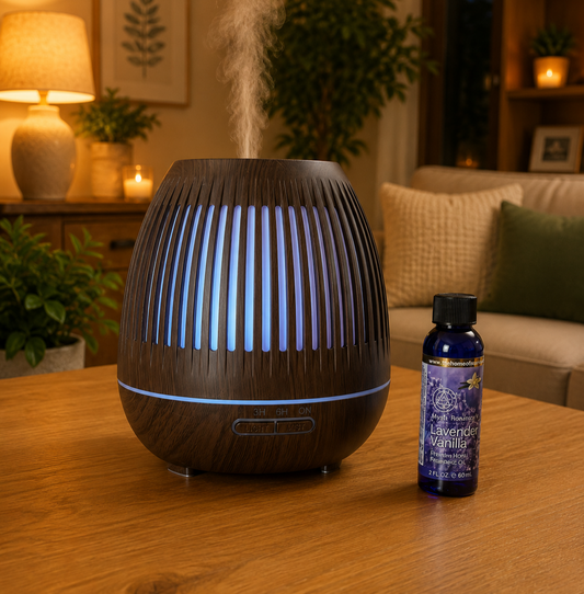 Ultrasonic Aroma Diffuser 400ml – Wood Grain Essential Oil Diffuser with LED Light & Timer 66205