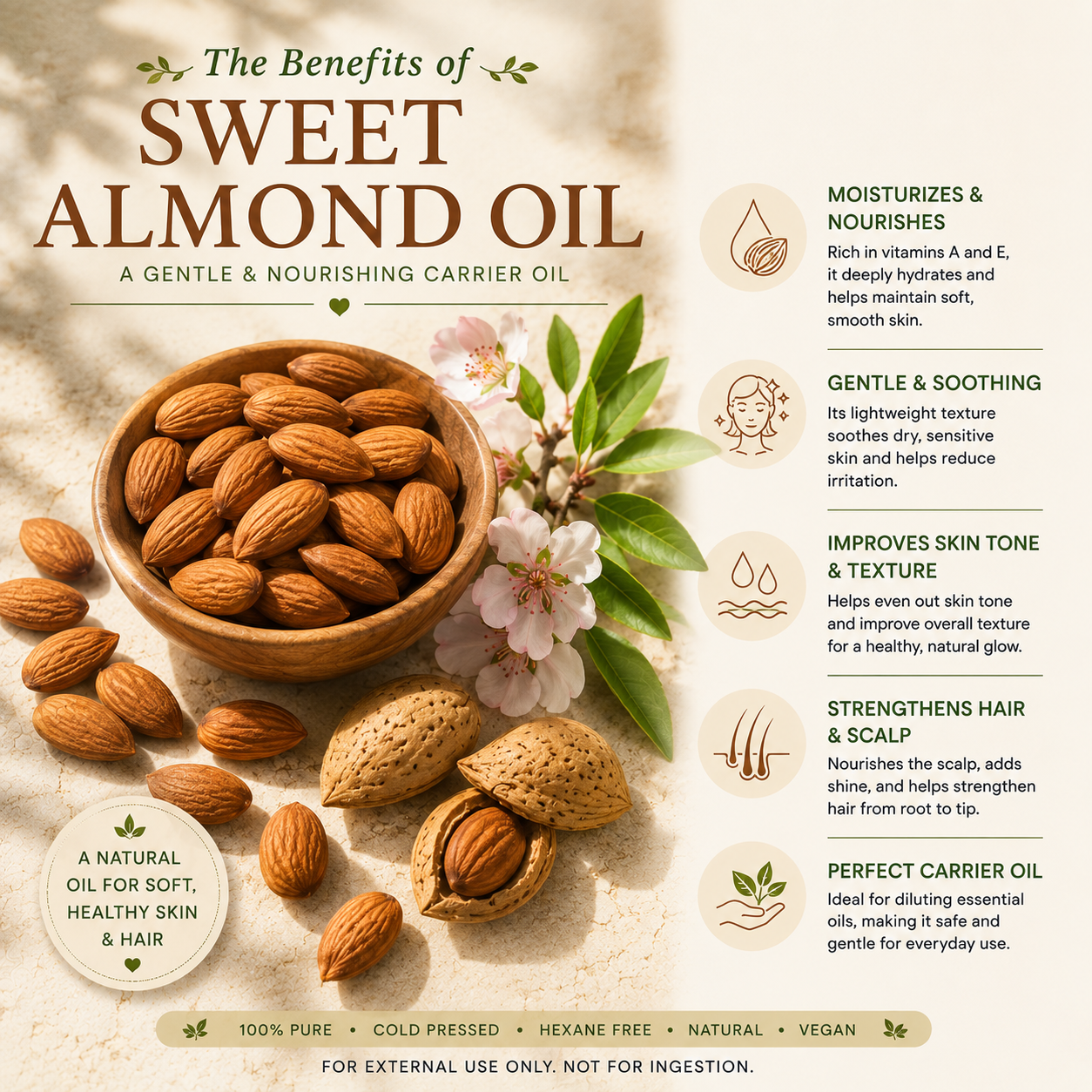 Sweet Almond Carrier Oil 8 Oz