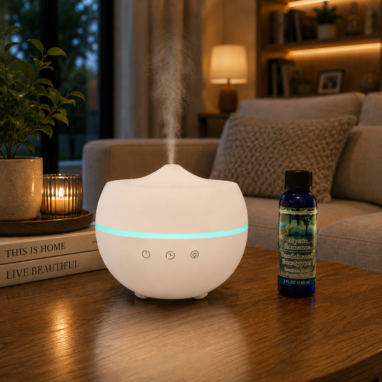 Ultrasonic Aroma Diffuser 300ml – Fragrance Oil Diffuser with LED Light & Timer 69348
