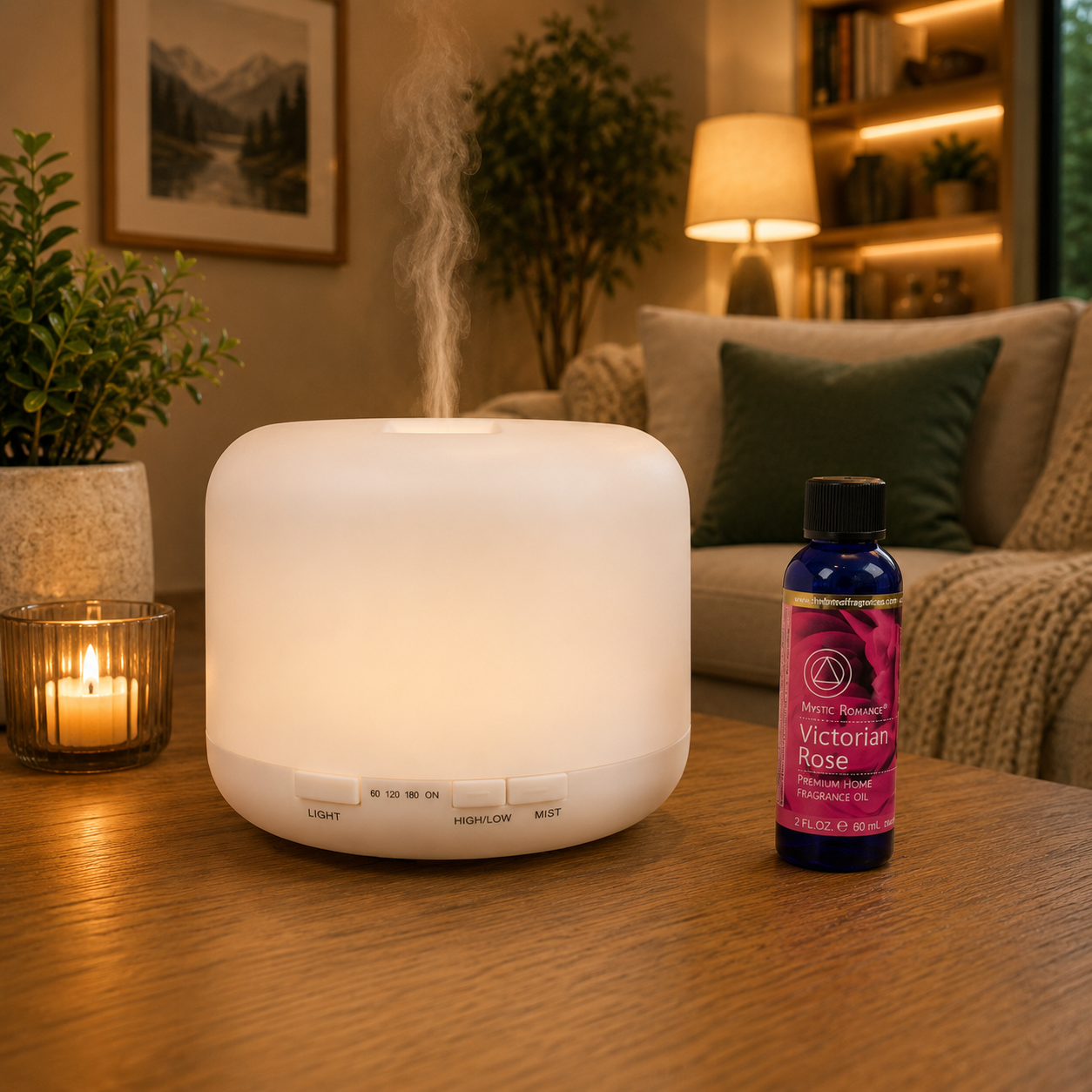 Ultrasonic Aroma Diffuser 500ml – Fragrance Oil Diffuser with LED Light & Adjustable Mist 69406