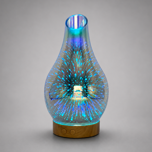3D Glass Ultrasonic Diffuser 120ml – Fragrance Oil Diffuser with LED Light & Timer 68724