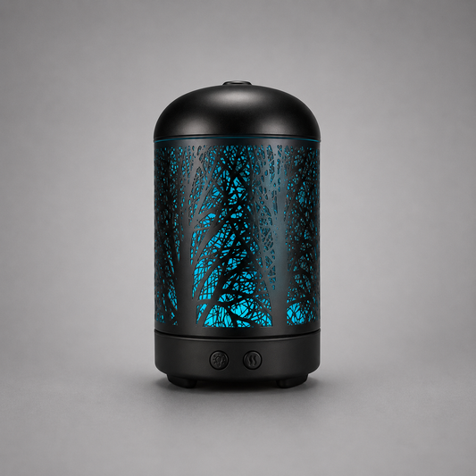 Ultrasonic Aroma Diffuser 100ml – Fragrance Oil Diffuser with LED Light & Decorative Metal Cover 65766