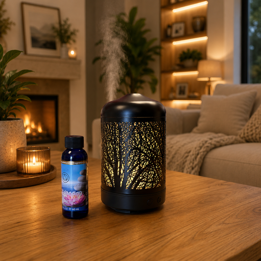 Ultrasonic Aroma Diffuser 100ml – Fragrance Oil Diffuser with LED Light & Decorative Metal Cover 65766