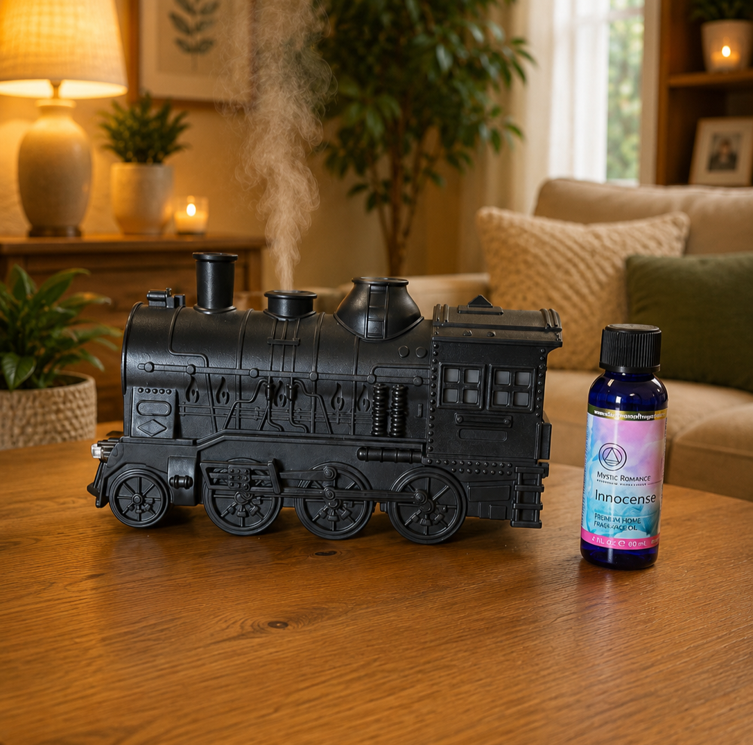 Train Ultrasonic Aroma Diffuser 300ml – Decorative Essential Oil Diffuser with LED Light 69358